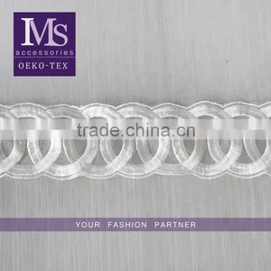 Good Sale Circle Pattern Silk White Polyester Embroidery Lace for Clothing thumbnail-1