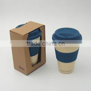 Biodegradable Bamboo Fiber Large Drinking Cup/mug With Lid and Ring thumbnail-1