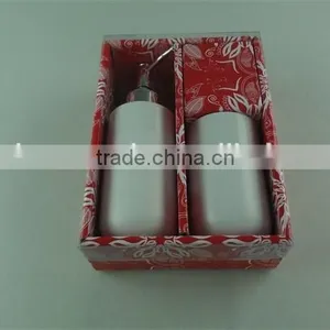 Cheap White Ceramic Bathroom Set/sampoo Jar and Cup Set Wholesale for Hotel Used thumbnail-1