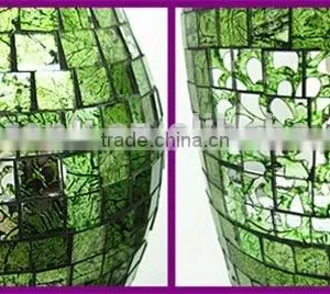 Crackle Mosaic Glass Green Vases thumbnail-5