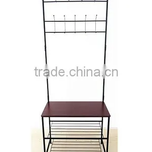 Home Furniture Hall Tree Entryway Chair Stand Bench Hook Shoe Coat Rack thumbnail-1