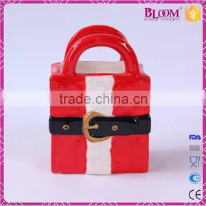 Handmade Craft Ceramic Christmas Red Gift Basket thumbnail-3