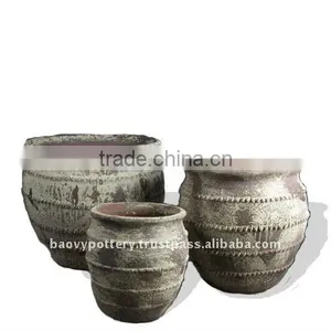 Ancient Glazed Pot, Antique Outdoor Planter thumbnail-1