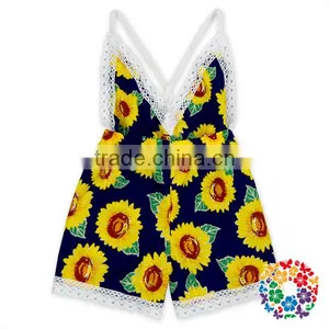 Summer New Boutique Outfits Baby V-neck Playsuit Romper Backless Floral Fabric Jersey Jumpsuit Kid thumbnail-6