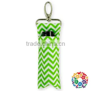 Handmade Aqua Chevron Lipstick Holder Custom Cotton Fabric Keychain thumbnail-6