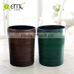 Plastic Trash Bin, Plastic Trash Bin With Wood Grain , Decorative Trash Bin thumbnail-5