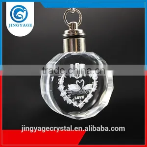 3D Laser Engraved Love Round Design Crystal Led Key Chains Photo Led Crystal Key Chain thumbnail-2