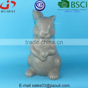 BSCI Audit Factory Large Handmade Easter Bunny Ceramic Tall Rabbit, Home Decor Ceramic Sitting Bunny thumbnail-1