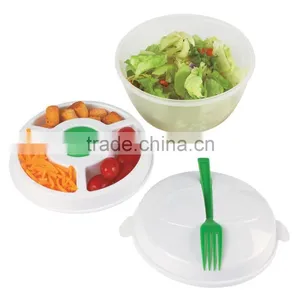 BPA Free All in One Salad Bowl Set, Large Plastic Salad Bowl With Lid thumbnail-1