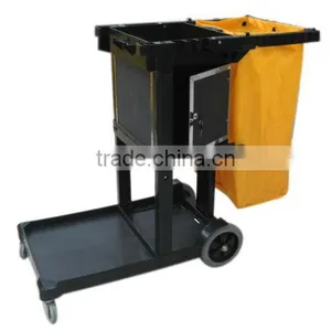 Plastic Janitor Cart Service Cart With Bag thumbnail-2