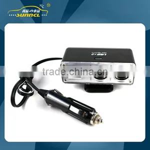 2 Way Car Cigarette Lighter Adapter Outlets With Double USB for IPhone , Tablet thumbnail-1