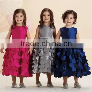 High Quality Satin Beaded Baby Gown Red Flower Girls Dresses thumbnail-1