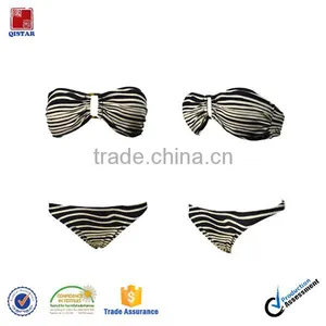 Cheap Stripe Printing Sexy Women Metallic Bikini Swimwear Wholesale thumbnail-1