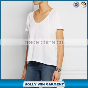 V Neck High Quality Plain T-shirt for Sale thumbnail-1