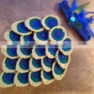 Peacock Diaper Cover Baby Bloomer With Headband Set Little Baby Winter Woolen Yarn Diaper Cover Set thumbnail-2