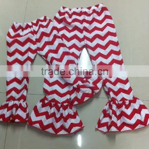 Wholesale Children's Boutique Clothing Red Chevron Long Sleeve Girls Christmas Outfits thumbnail-4
