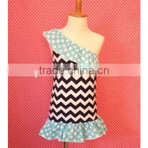 2014 New Arrive!Latest Design Baby Chevron Cotton One-shoulder Dress Wholesale Fresh Baby Summer Chevron Cotton Pillowcase Dress thumbnail-1