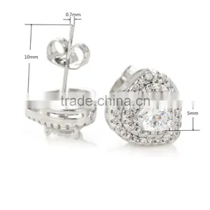 Double Row Diamond Love Shape Heart-shaped Zircon Earrings thumbnail-3