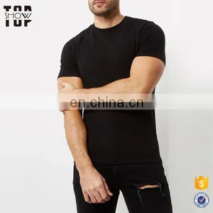 Men Fashion Blank Crew Neck Black Muscle Fit t Shirt Wholesale China thumbnail-1