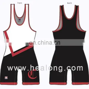 Healong Digital Print Sublimation High Quality Sublimation Wrestling Singlet Plain thumbnail-1