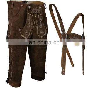 Kniebund Hosen, Men Ledersosen Trachten Lederhosen Leather Pants With Suspenders (Bavarian Clothing) thumbnail-2