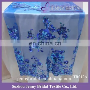 TR012B Sequin Embroidered Organza Wedding Yellow Table Runner thumbnail-2