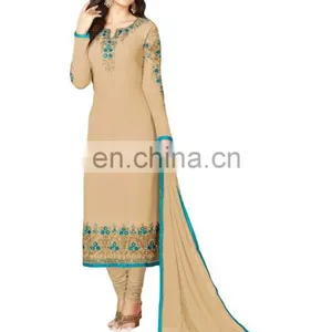 Women's Daily Wear Straight Cut Georgette Salwar Kameez Semi-Stitched thumbnail-1