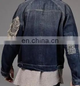 Wholesale Distressed Denim Jackets -CUSTOM Text Oversized Distressed Denim Jacket- Boyfriend JeanCUSTOM Text Oversi Jacket With thumbnail-1