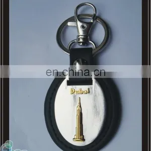 2014 Top Quality Dubai Custom Laser Logo Metal Leather Keyrings Keychain thumbnail-1