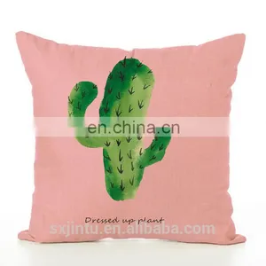 Pink 18 x 18 Inch Plants Linen Cotton Fabric Square Cushion Cover Throw Pillow Case thumbnail-1