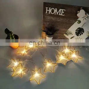 Holiday Decoration Christmas Led Light Metal Star Shaped String Lights Golden Fairy Lights For Home Party Decoration thumbnail-3
