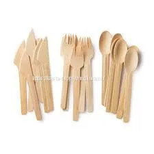 FSC Certified Birch Wood Disposable Spoons Fork Knife Compostable thumbnail-1