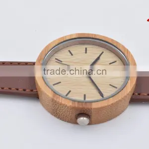 Wholesale Customized Personalized Fashion Wood Case Watch Men Custom Logo Wrist Watch With Leather Band thumbnail-1