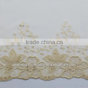 Flower Pattern With Sequins Embroidery Lace Trimming for Vest thumbnail-1