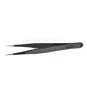 Anti Static High-grade Professional Precision Wear-resistant Eyelash Grafting Tweezers Planting Eyelash Clip Black Straight Elbow ESD-10 Textured Tweezers thumbnail-4