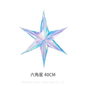 Iridescent Holographic Star Hanging Decorations for Party Ceiling & Window Ornament Supplies thumbnail-5