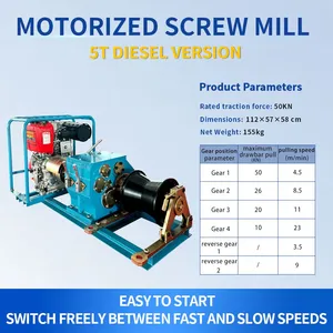 5T Diesel Motorized Screw Mill: 50kN Traction Heavy Load Winch thumbnail-3