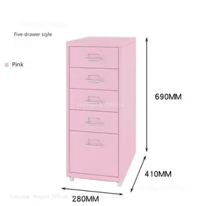 Secure Student Dormitory Bedside Cabinet With Lock | Compact 5 Drawer Metal Storage Tower for Personal Items thumbnail-1