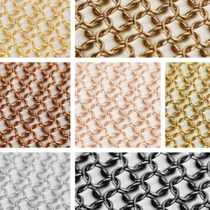 Aluminium Decorative Steel Metal Wire Screen Woven Architectural Mesh Ceiling Curtain Hanging Drapery Coil for Interior Design thumbnail-3