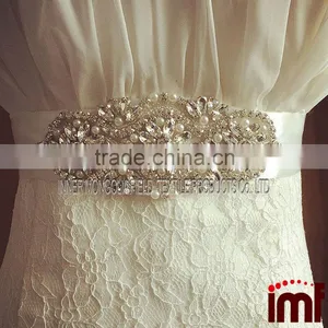 Luxury Glass Rhinestones Applique Ribbon Wedding Belt Sash for Bride Handmade thumbnail-1