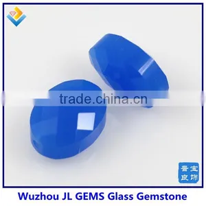 Synthetic Double Facet Cut Milky Blue Glass Oval Shaped Beads For Decoration thumbnail-1