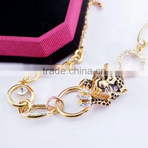 Trendy And Lovely Animal Jewelry Leopard Head Bracelet Austrian Crystal Lucky Stone Bracelet thumbnail-6