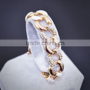JOFO Brand Gold-Tone Diamond White/Black Enamel Cuff Bracele JDJ0394 thumbnail-6