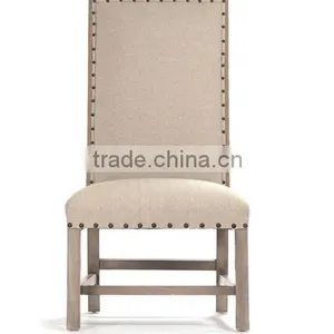 Classic Wooden Fabric Chair Armless Dining Chair With High Back thumbnail-2