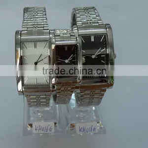 Branded Rectangle Shape Couple Metal Watch Best Finished Silver Watch for Pair thumbnail-1