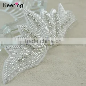 Beaded Iron on Applique for Bridal Hand Bag WRA-870 thumbnail-3