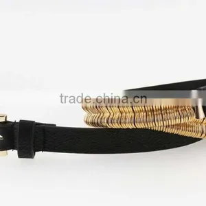 2015 Fashion Dress PU Belt With Shiny Gold Metal Accessories in Yiwu thumbnail-4