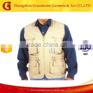 Khaki Multi Pocket Oil Resistant Working Tool Vest for Men thumbnail-1