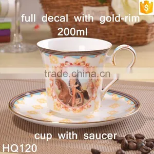 Europe Styple 200ml Bone China Cup & Saucer Flower With Gold-rim Cup With Saucer thumbnail-1
