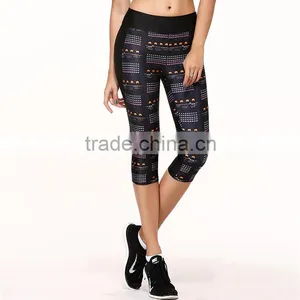 Womens YOGA Running Sports Gym Pants High Waist Printed Cropped Leggings Fitness thumbnail-3